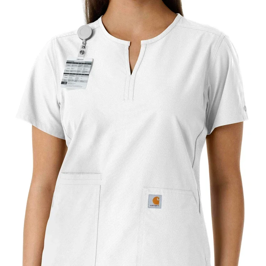 Blusa médica feminina Force Essentials com decote em V e painéis em malha