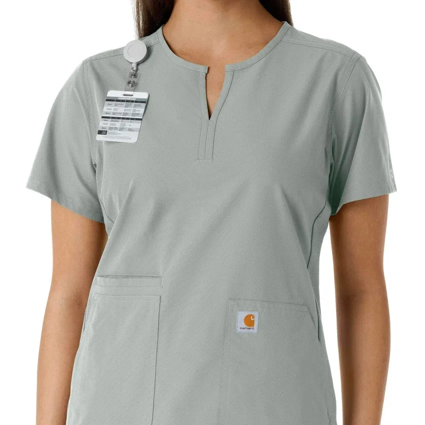 Blusa médica feminina Force Essentials com decote em V e painéis em malha