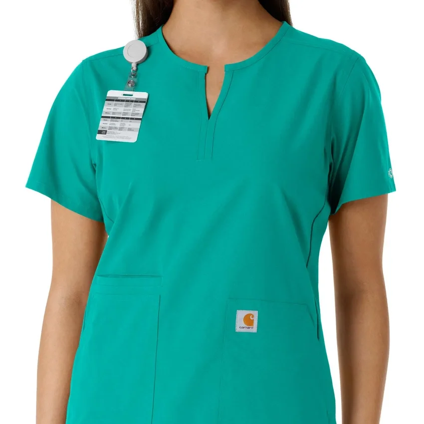 Blusa médica feminina Force Essentials com decote em V e painéis em malha