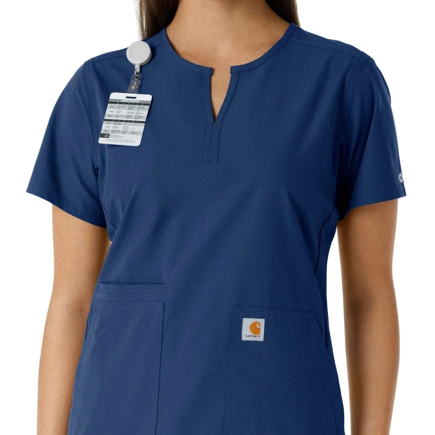 Blusa médica feminina Force Essentials com decote em V e painéis em malha