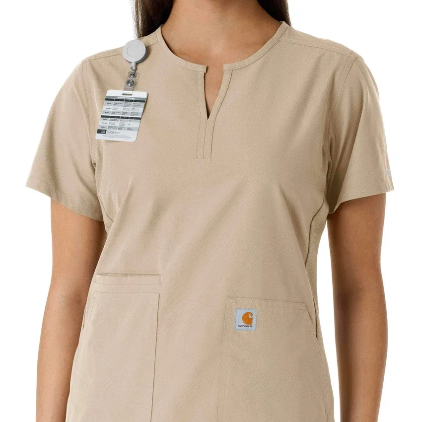 Blusa médica feminina Force Essentials com decote em V e painéis em malha