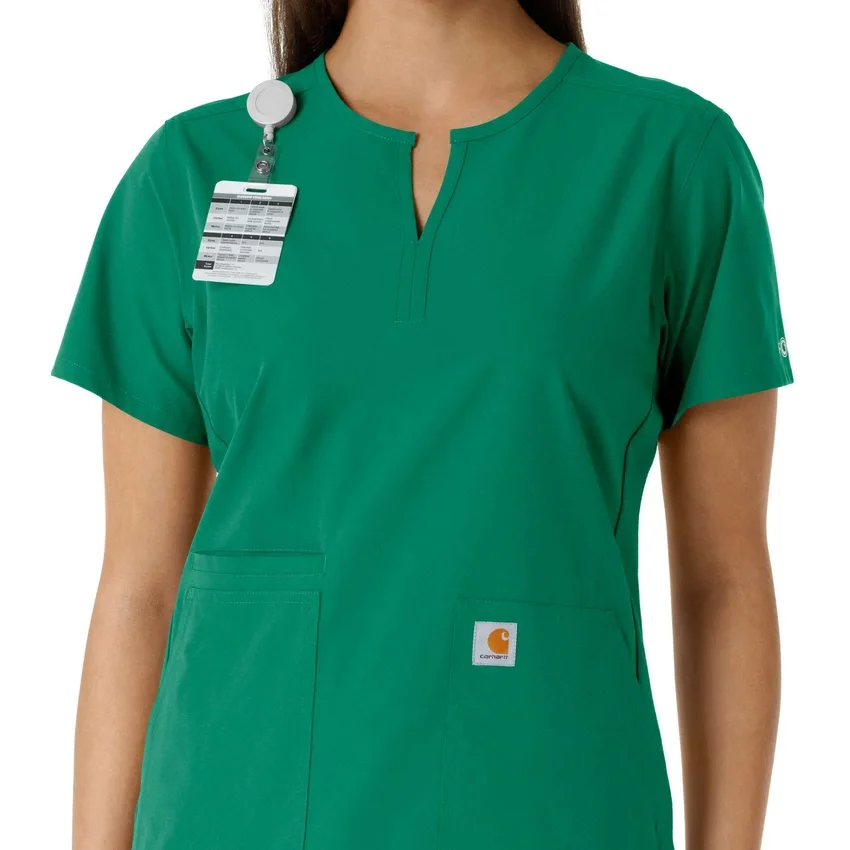 Blusa médica feminina Force Essentials com decote em V e painéis em malha
