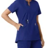 Blusa médica feminina Force Essentials com decote em V e painéis em malha