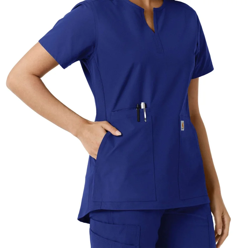 Blusa médica feminina Force Essentials com decote em V e painéis em malha