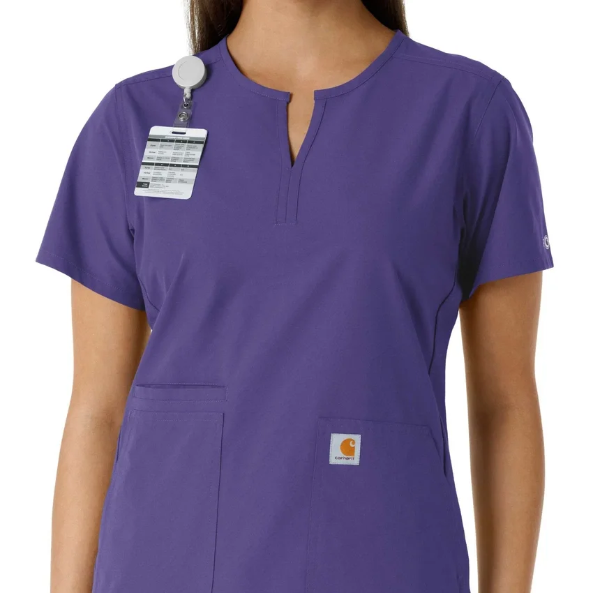 Blusa médica feminina Force Essentials com decote em V e painéis em malha