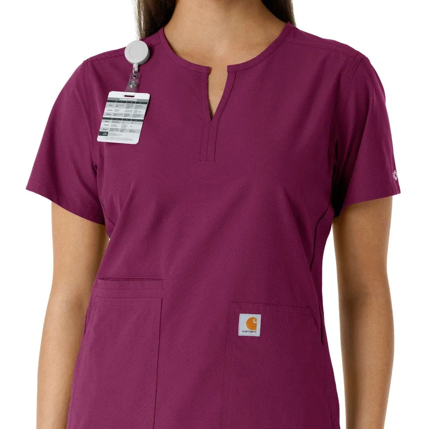 Blusa médica feminina Force Essentials com decote em V e painéis em malha