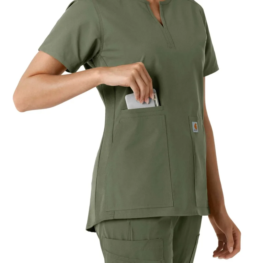 Blusa médica feminina Force Essentials com decote em V e painéis em malha
