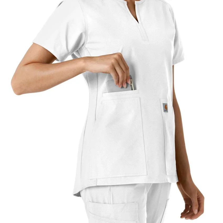 Blusa médica feminina Force Essentials com decote em V e painéis em malha