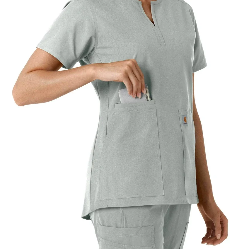 Blusa médica feminina Force Essentials com decote em V e painéis em malha