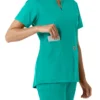 Blusa médica feminina Force Essentials com decote em V e painéis em malha