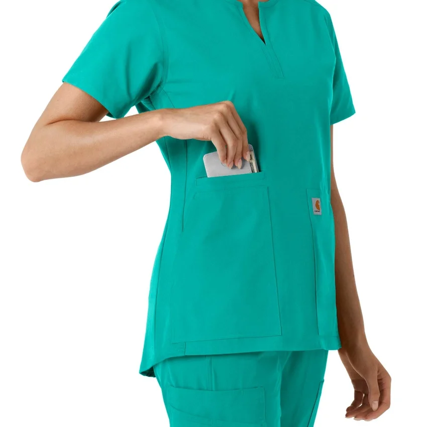 Blusa médica feminina Force Essentials com decote em V e painéis em malha