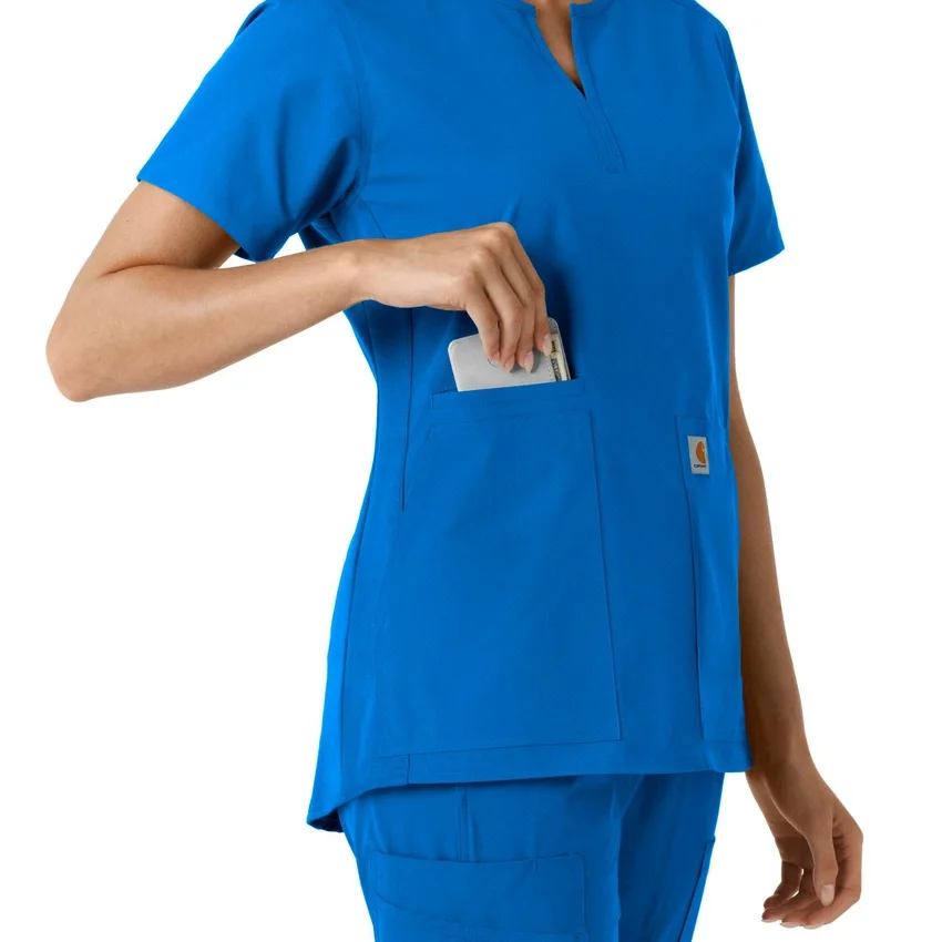 Blusa médica feminina Force Essentials com decote em V e painéis em malha