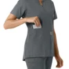 Blusa médica feminina Force Essentials com decote em V e painéis em malha