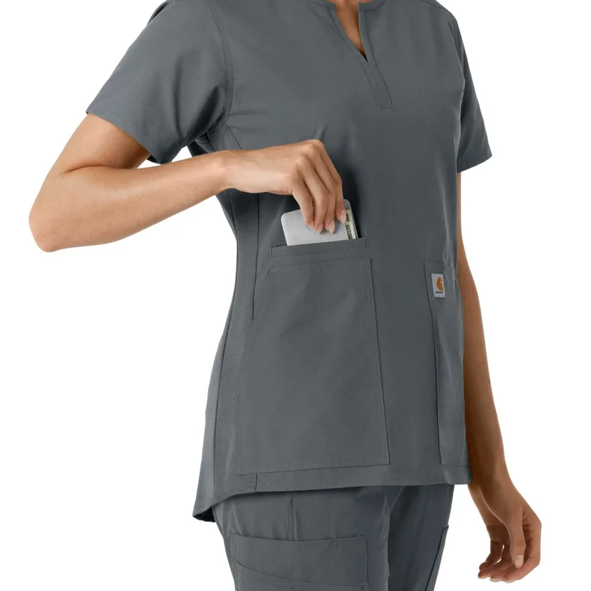 Blusa médica feminina Force Essentials com decote em V e painéis em malha