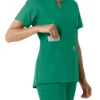 Blusa médica feminina Force Essentials com decote em V e painéis em malha