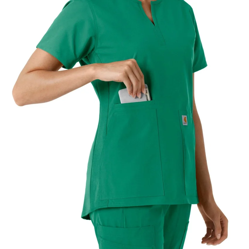 Blusa médica feminina Force Essentials com decote em V e painéis em malha