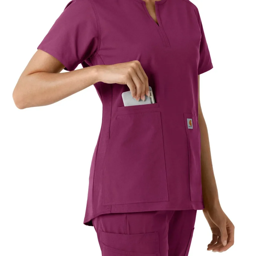 Blusa médica feminina Force Essentials com decote em V e painéis em malha