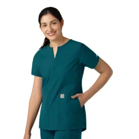 Blusa médica tipo túnica com decote em V da coleção Force Essentials para mulher