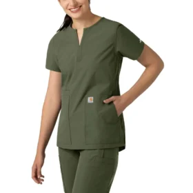 Blusa médica tipo túnica com decote em V da coleção Force Essentials para mulher