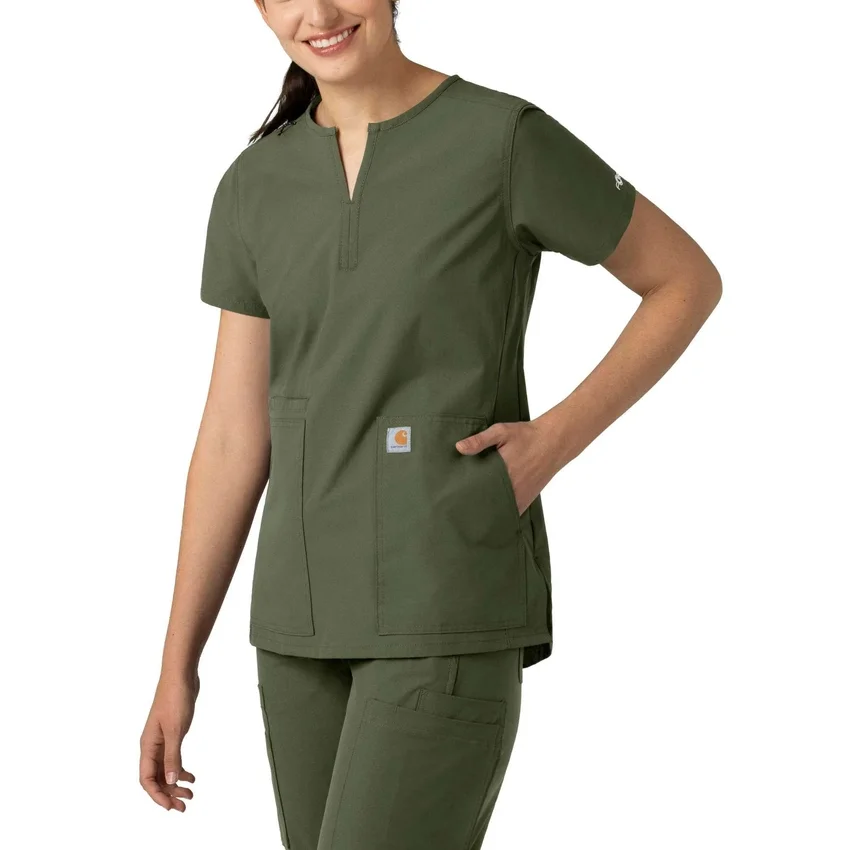 Blusa médica tipo túnica com decote em V da coleção Force Essentials para mulher