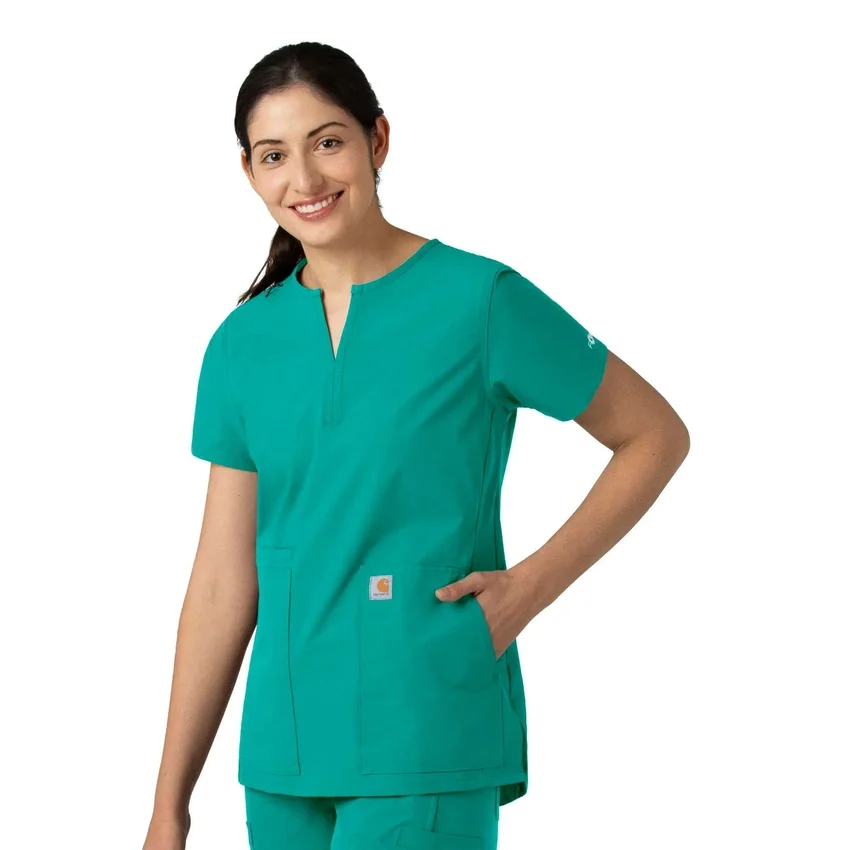 Blusa médica tipo túnica com decote em V da coleção Force Essentials para mulher