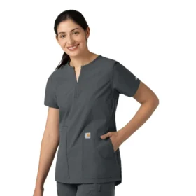 Blusa médica tipo túnica com decote em V da coleção Force Essentials para mulher