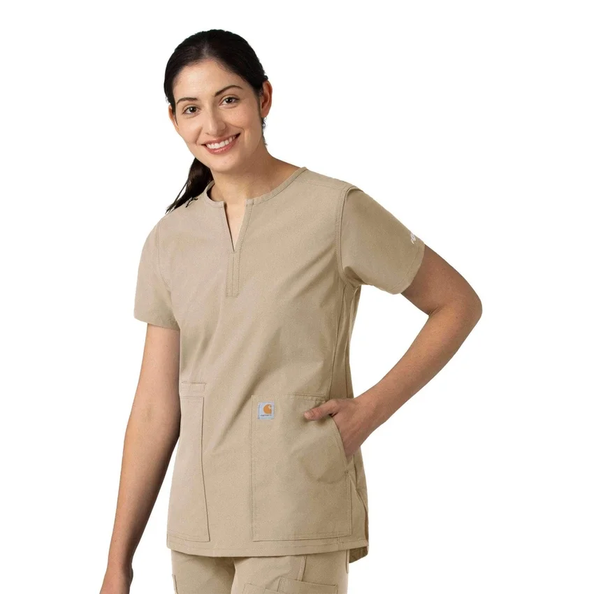 Blusa médica tipo túnica com decote em V da coleção Force Essentials para mulher
