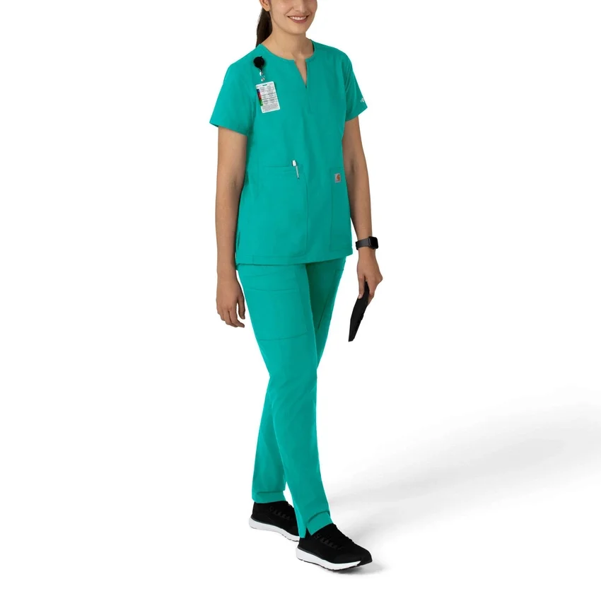 Blusa médica tipo túnica com decote em V da coleção Force Essentials para mulher