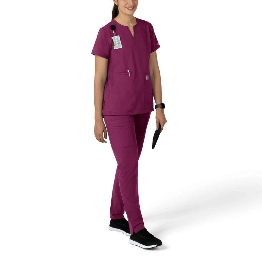 Blusa médica tipo túnica com decote em V da coleção Force Essentials para mulher