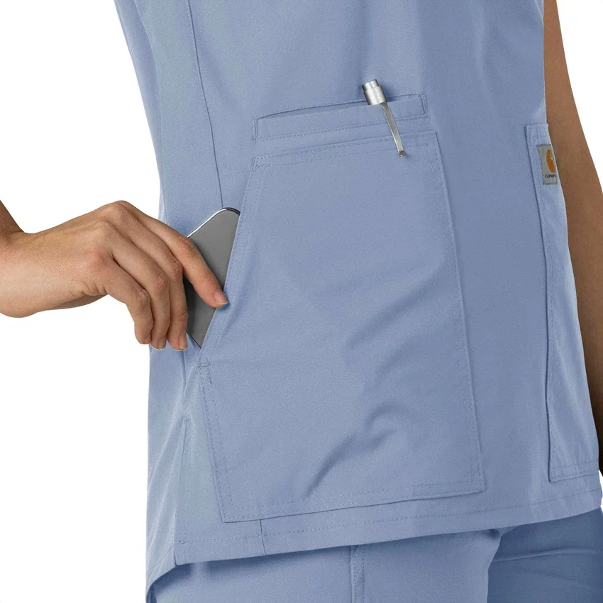Blusa médica tipo túnica com decote em V da coleção Force Essentials para mulher