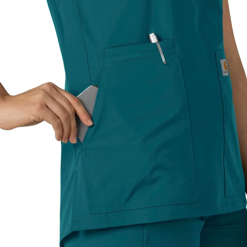 Blusa médica tipo túnica com decote em V da coleção Force Essentials para mulher