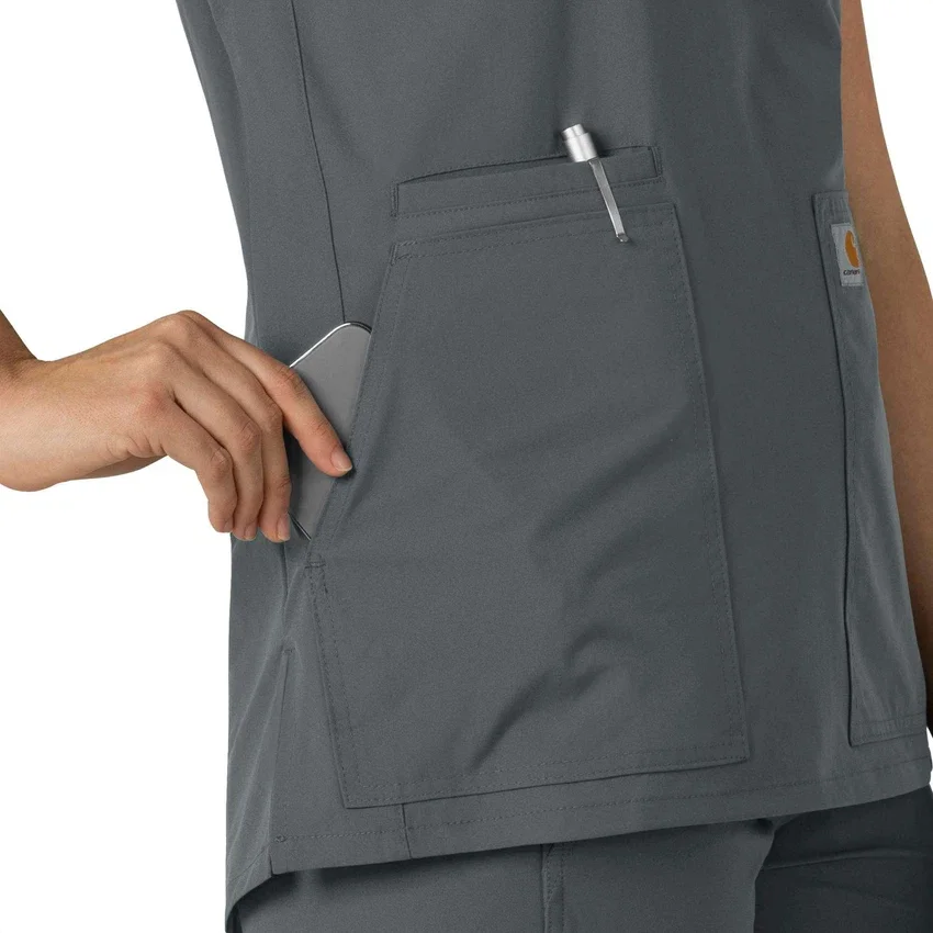 Blusa médica tipo túnica com decote em V da coleção Force Essentials para mulher