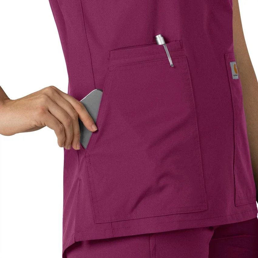 Blusa médica tipo túnica com decote em V da coleção Force Essentials para mulher
