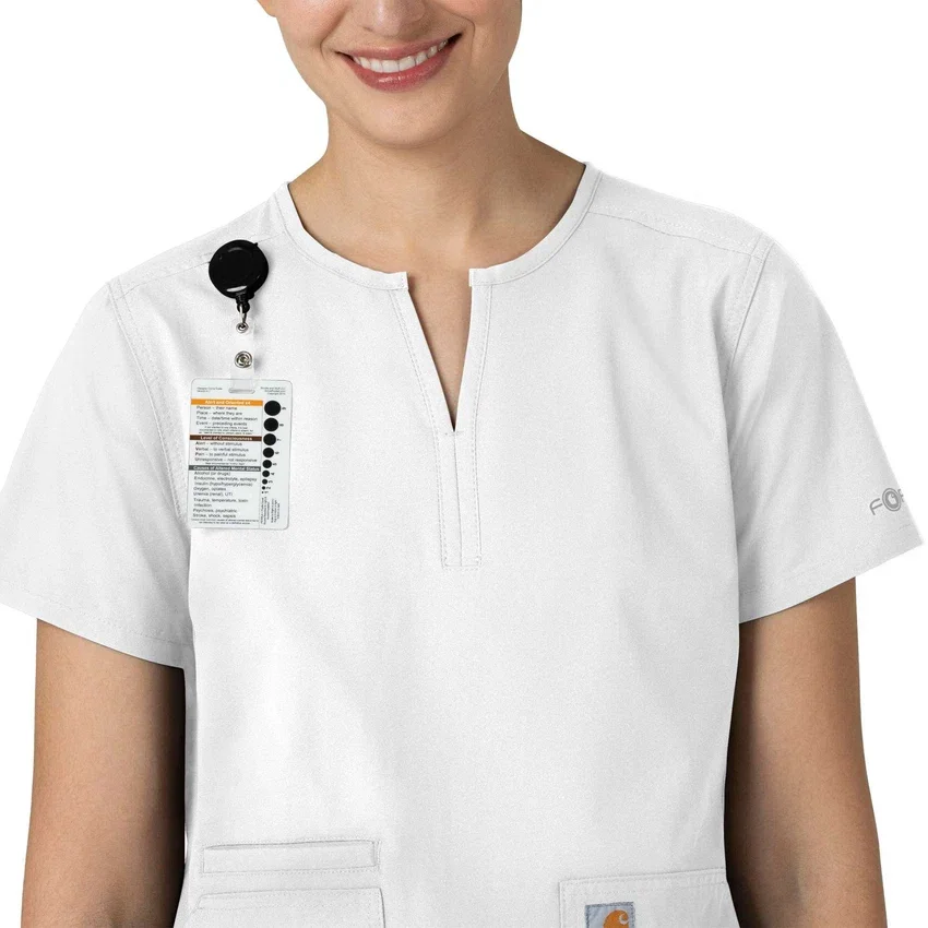 Blusa médica tipo túnica com decote em V da coleção Force Essentials para mulher