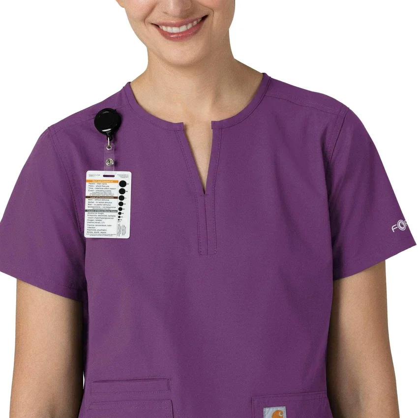 Blusa médica tipo túnica com decote em V da coleção Force Essentials para mulher