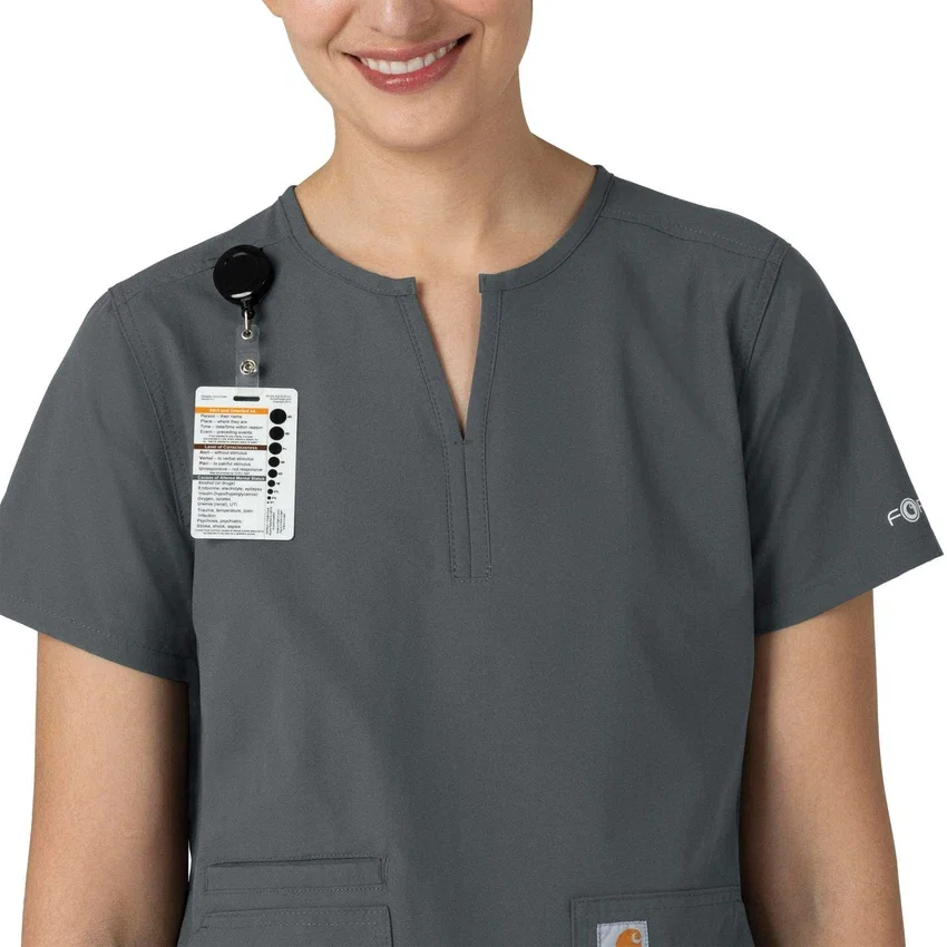 Blusa médica tipo túnica com decote em V da coleção Force Essentials para mulher