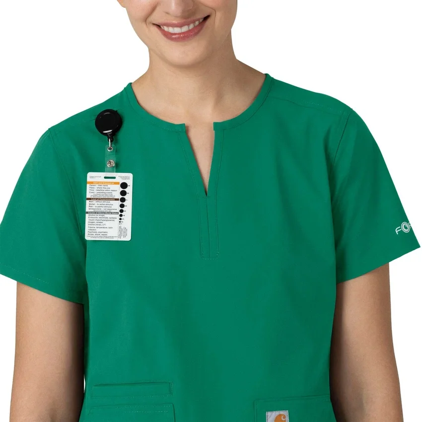 Blusa médica tipo túnica com decote em V da coleção Force Essentials para mulher