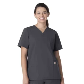 Blusa médica unissexo Force Essentials com decote em V e 6 bolsos