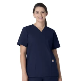 Blusa médica unissexo Force Essentials com decote em V e 6 bolsos