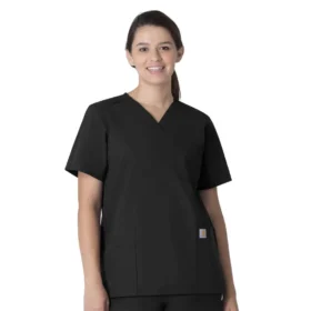 Blusa médica unissexo Force Essentials com decote em V e 6 bolsos