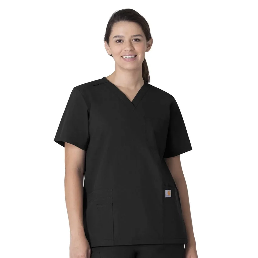 Blusa médica unissexo Force Essentials com decote em V e 6 bolsos
