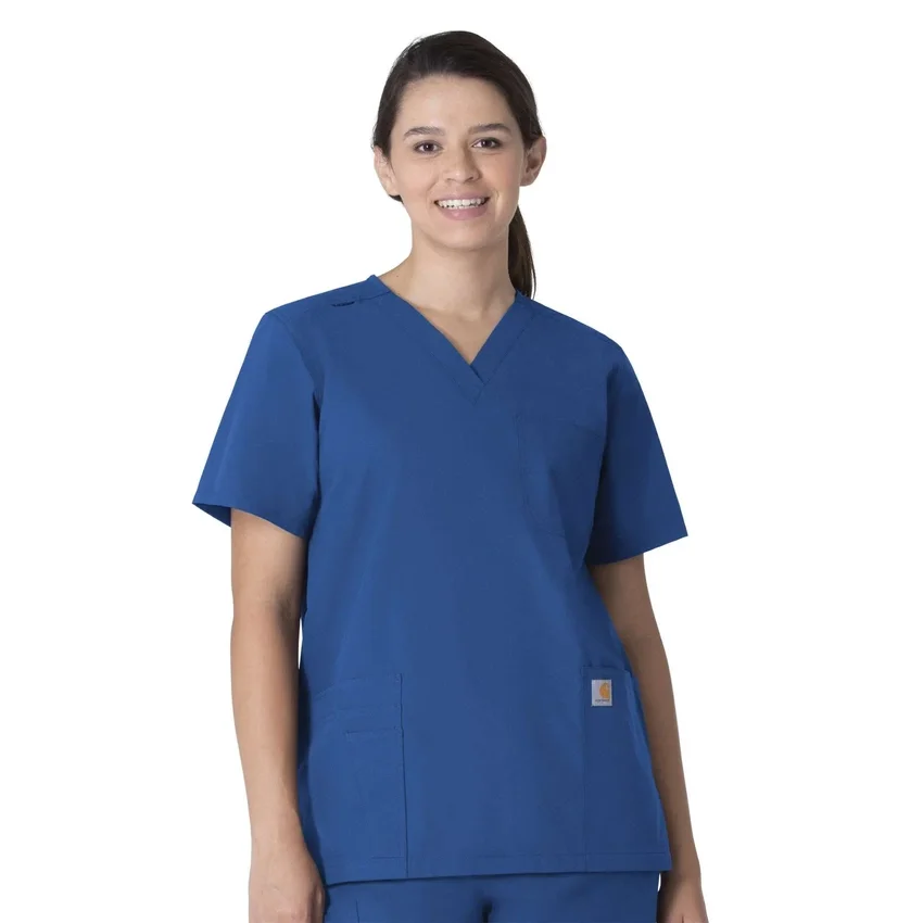 Blusa médica unissexo Force Essentials com decote em V e 6 bolsos
