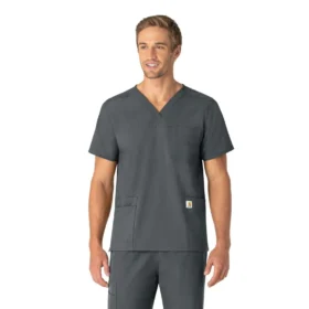 Blusa médica unissexo Force Essentials com decote em V e 6 bolsos