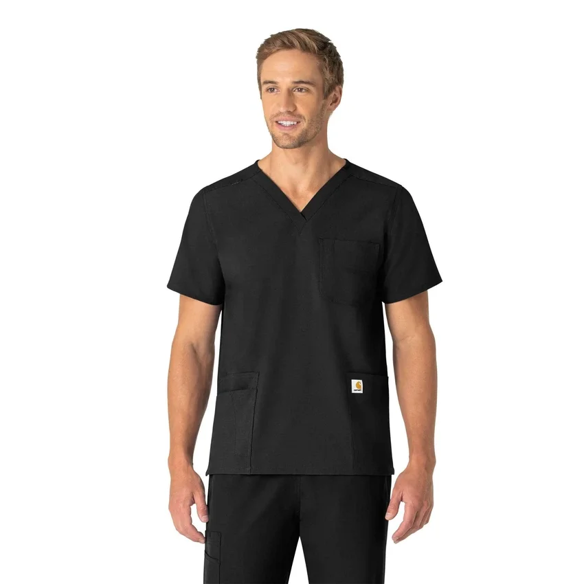 Blusa médica unissexo Force Essentials com decote em V e 6 bolsos