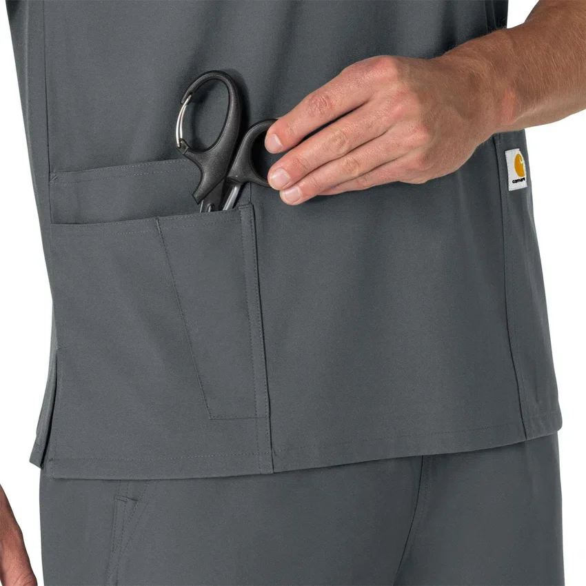 Blusa médica unissexo Force Essentials com decote em V e 6 bolsos