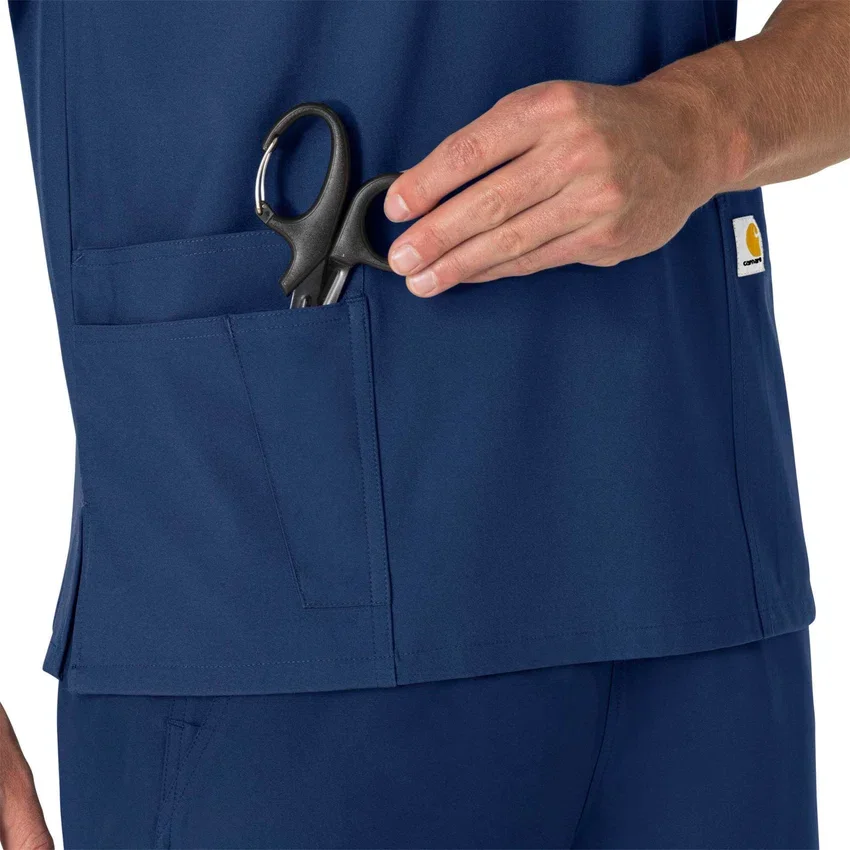 Blusa médica unissexo Force Essentials com decote em V e 6 bolsos