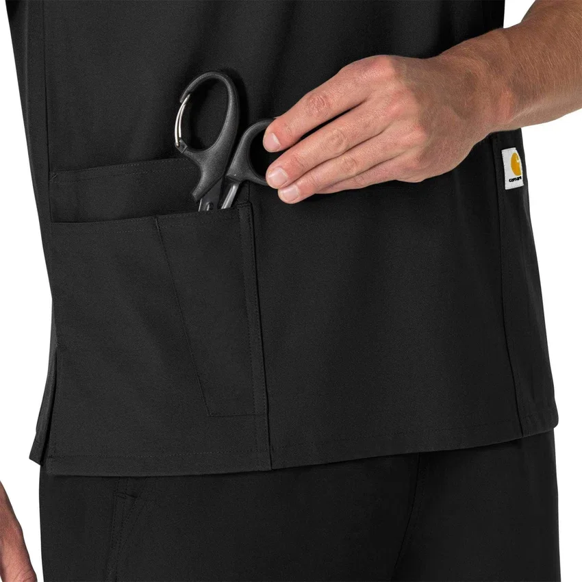 Blusa médica unissexo Force Essentials com decote em V e 6 bolsos