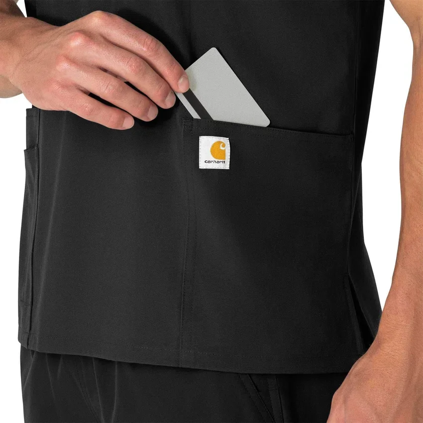 Blusa médica unissexo Force Essentials com decote em V e 6 bolsos