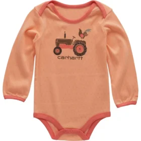 Body com manguitos longos com trator para meninas (bebé)