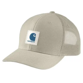 Boné de camionista Rugged Flex™ em sarja com malha nas costas e emblema